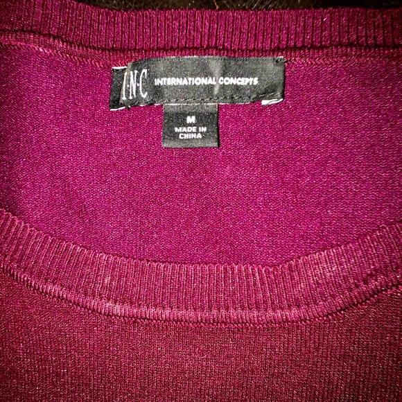 🌷INC Pearls Maroon Raglan Sleeve Cotton Sweater - Picture 3 of 3
